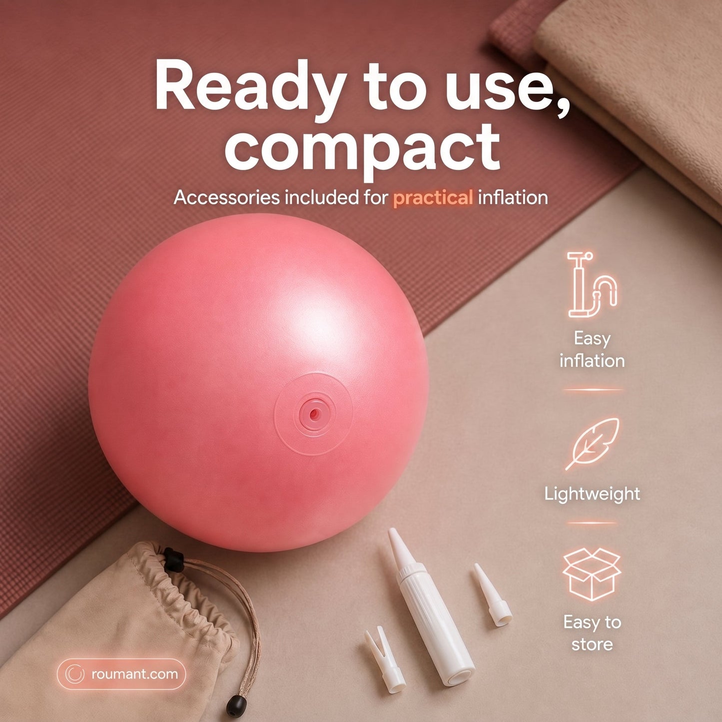 🤸‍♀️ 50% de réduction ! ⚽ Ballon Pilates 9 Pouces – Anti-Éclatement, Pompe Incluse & Idéal pour Fitness 📦💪