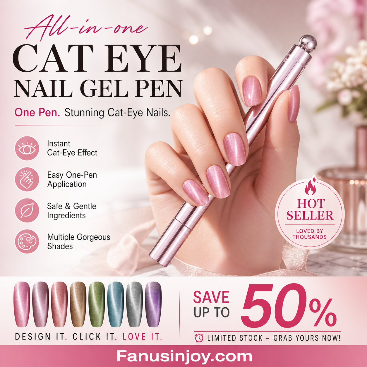 ✨️ Surprise – 50 % de réduction ! 💅 Un nail art sublime en un seul geste – Stylo gel œil de chat tout‑en‑un !
