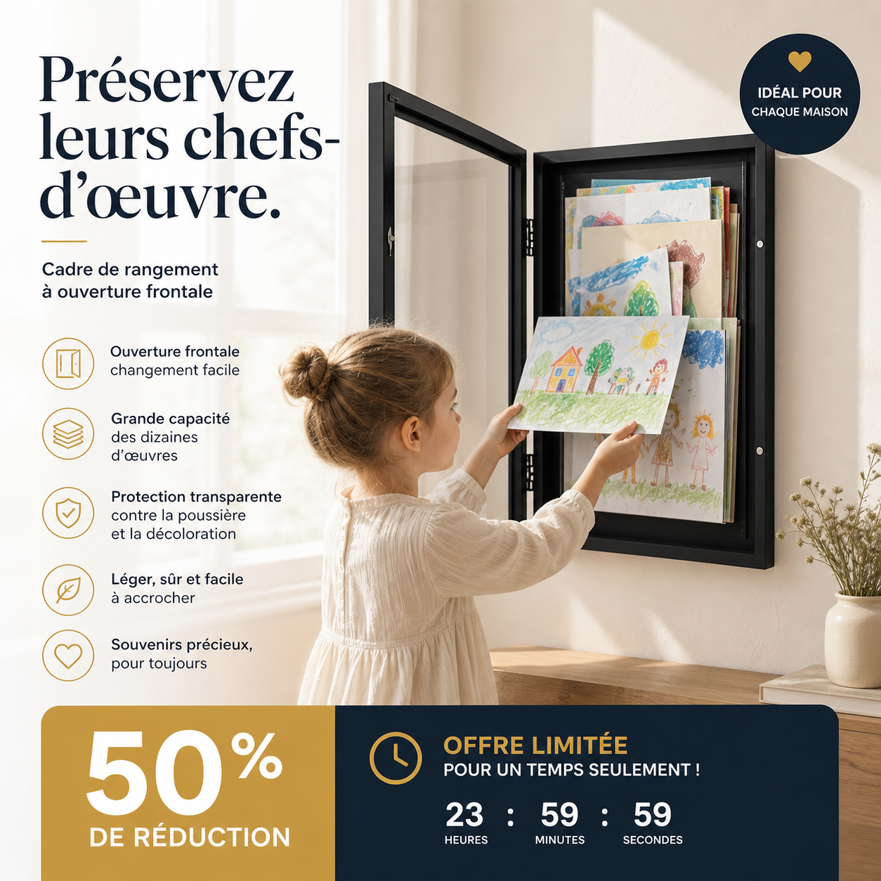 📢50% de réduction🏀Cadres pour exposer les dessins des enfants