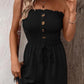 🎉Last Day Promotion 50% OFF💃Women's Strapless Frill Trim Shirred Tie Front Wide Leg Tube Romper