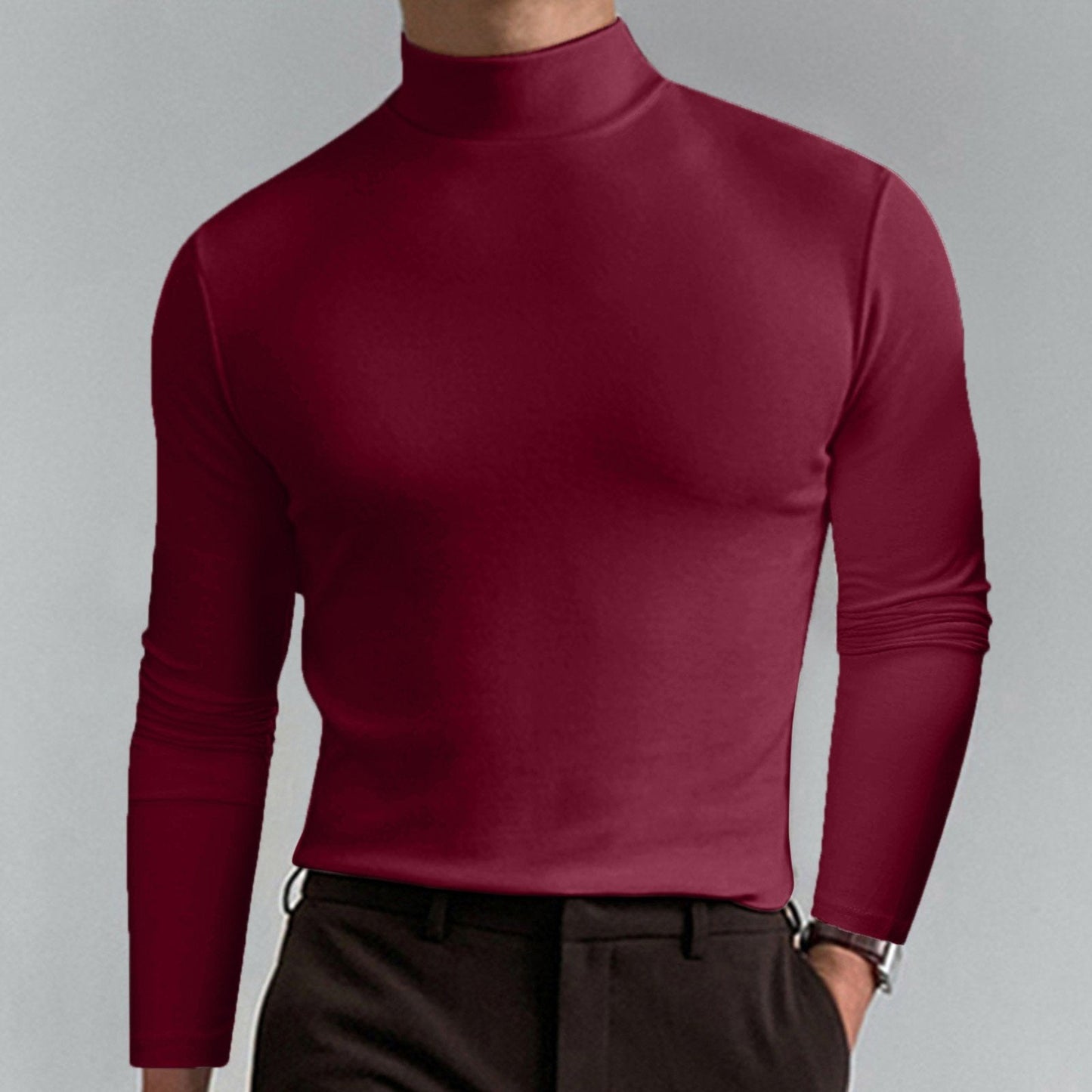 T-shirt à manches longues et col montant pour hommes