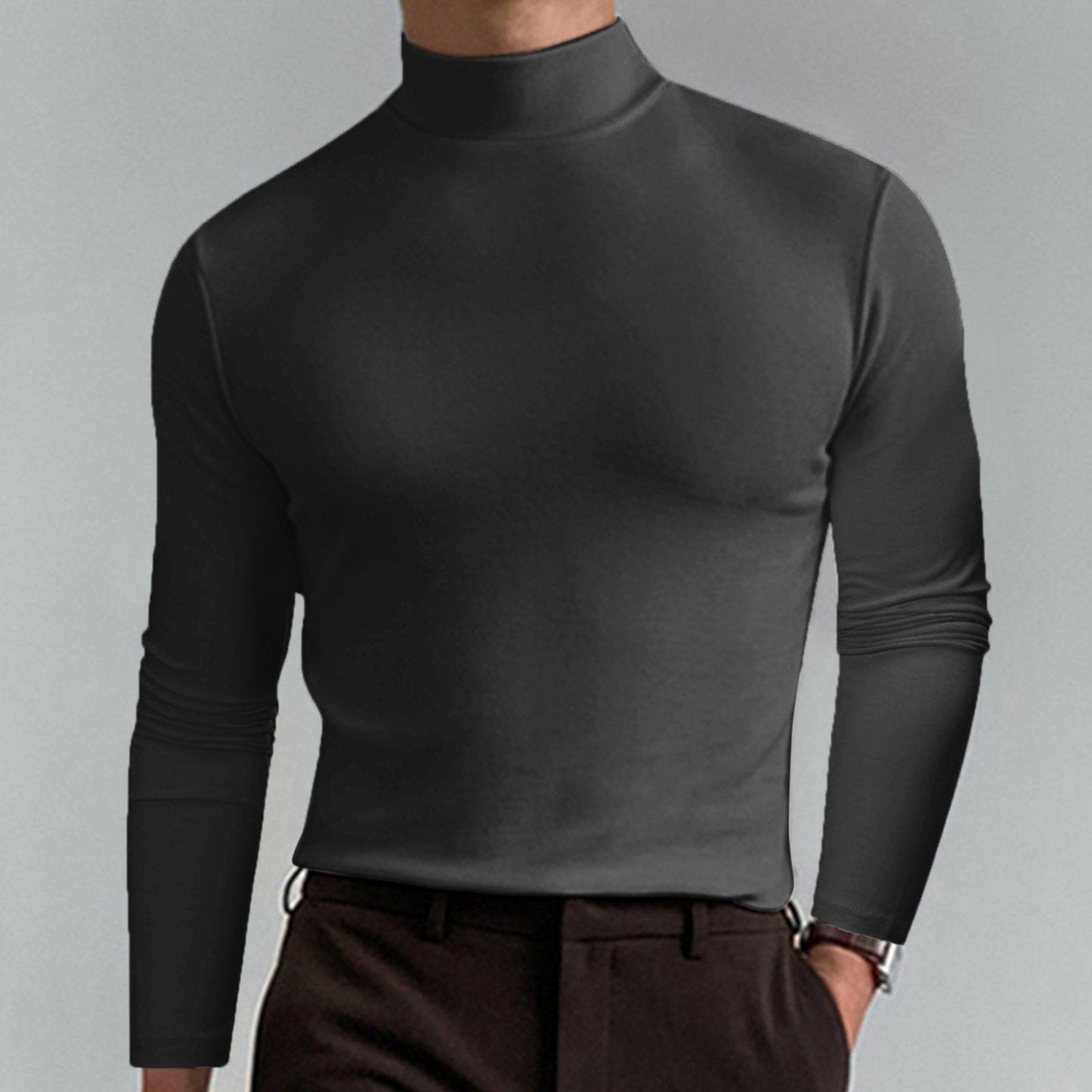 T-shirt à manches longues et col montant pour hommes