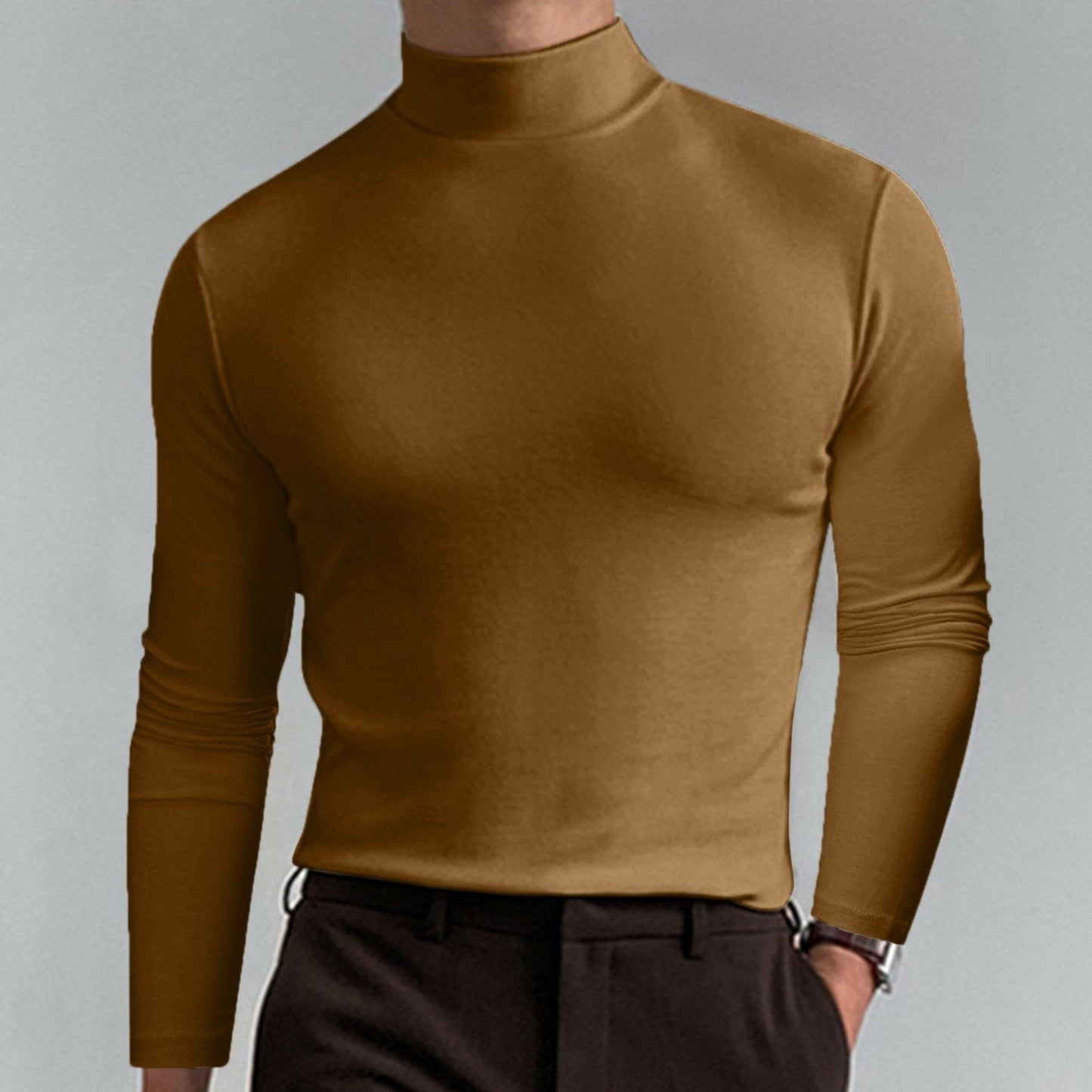 T-shirt à manches longues et col montant pour hommes
